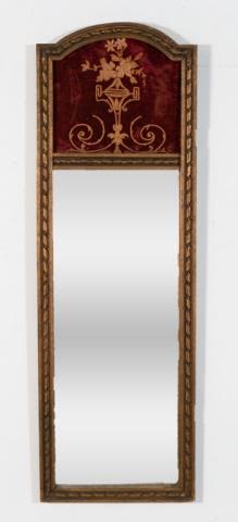Lot 240: Pier Mirror with Velvet Embroidered Top Panel