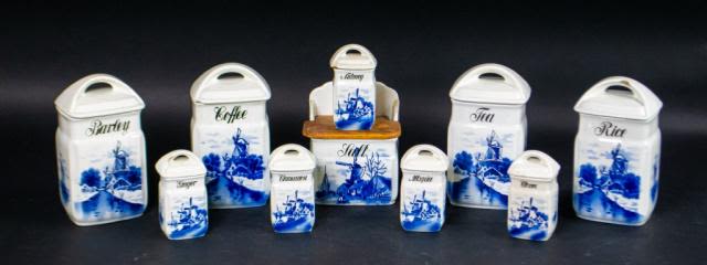 Lot 336: Set of 10 German C.A.W Porcelain Spice Canisters