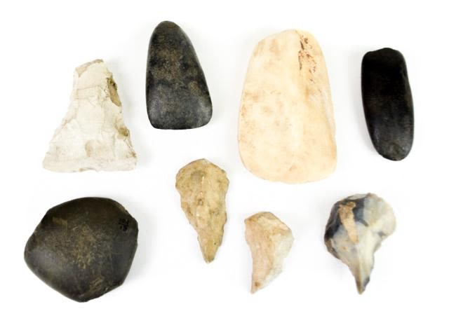Lot 157: 8 Stone Blades and Scrapers