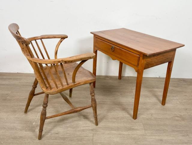 Lot 213: Primitive Desk and Chair Set