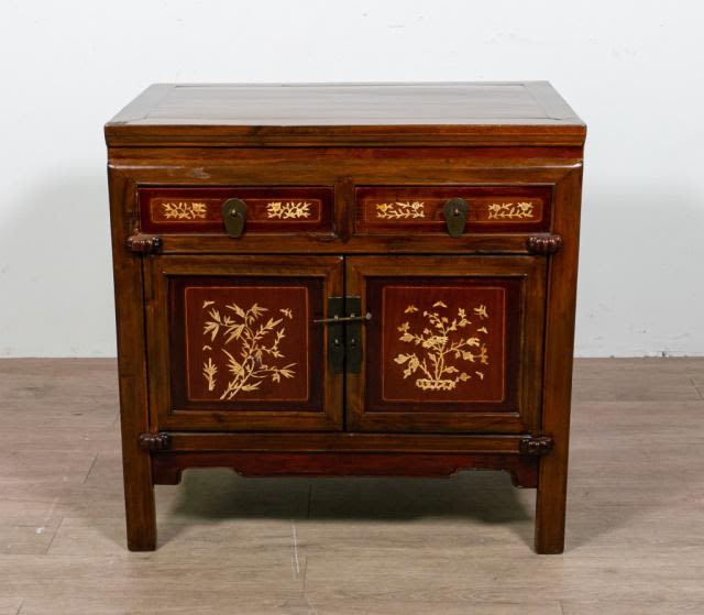 Lot 216: Carved Chinese Chest with Inlay