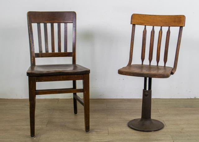 Lot 237: 2 Wooden School Chairs