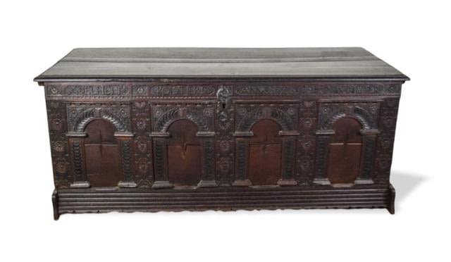 Lot 240: 18th Century Carved German Blanket Chest