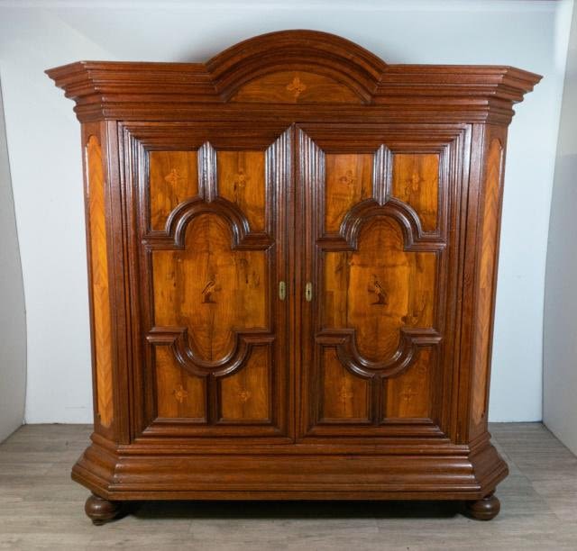 Lot 243: Monumental Inlaid Dutch Armoire