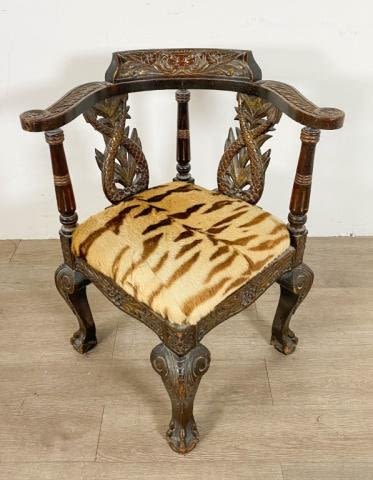 Lot 244: Anglo-Indian Carved Corner Chair