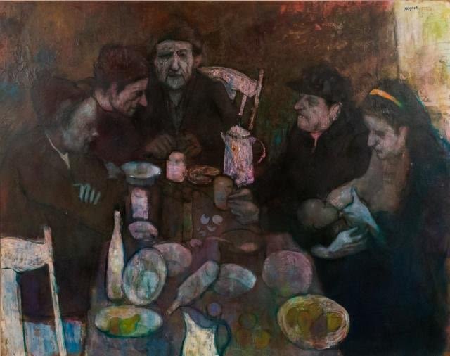 Lot 256: Steve Bagnell Mixed Media on Board Genre Scene