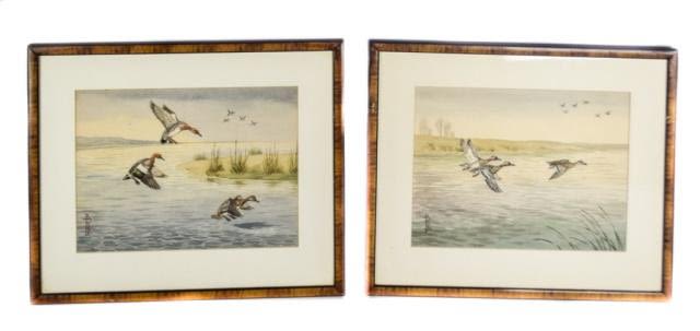 Lot 265: Pair of Boris Riab Waterfowl Watercolors