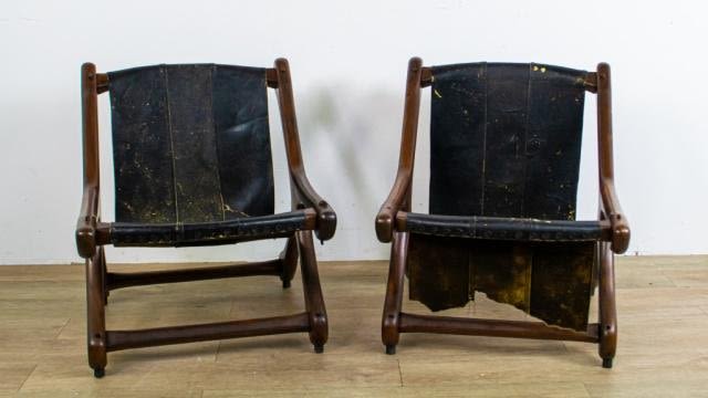 Lot 284: Pair of Don S. Shoemaker Sling Sloucher Chairs