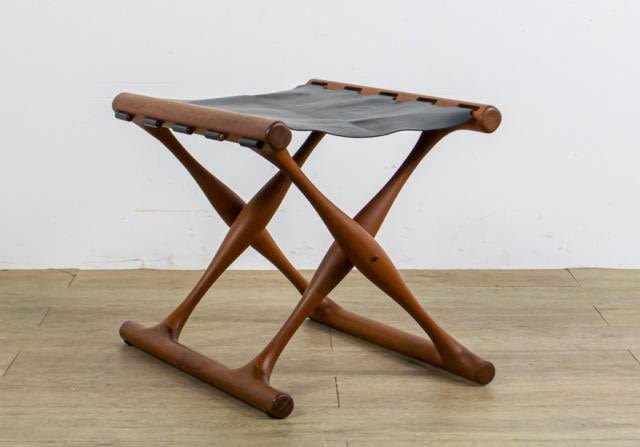 Lot 286: Poul Hundevad Gulghoj Folding Stool Danish Modern