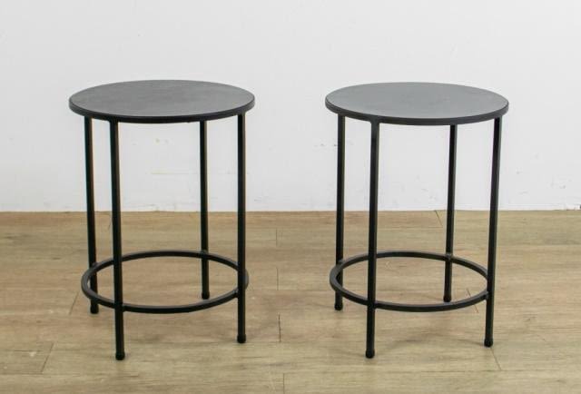Lot 296: Pair of Black Metal Tables