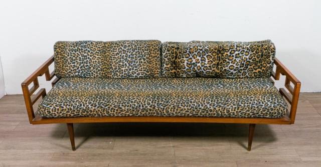 Lot 298: Mid Century Modern Leopard Print Couch