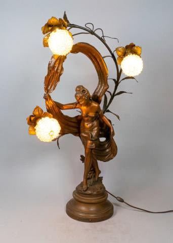 Lot 360: Auguste Moreau Bronze Lamp