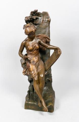 Lot 361: E. Picault Bronze Woman Writing