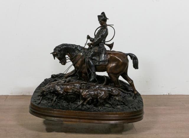 Lot 366: PJ Mene Fox Hunt Bronze Sculpture