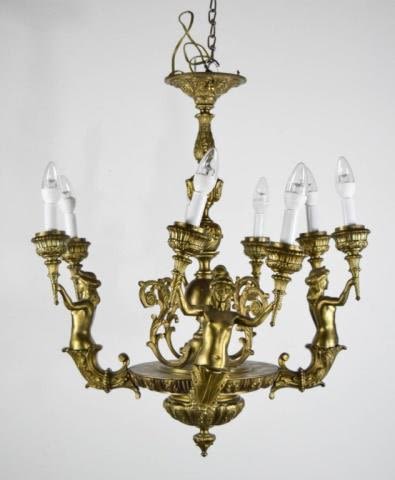 Lot 371: Figural Brass Chandelier