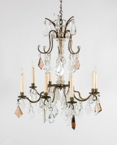 Lot 373: Louis XV Style Rock Crystal Chandelier