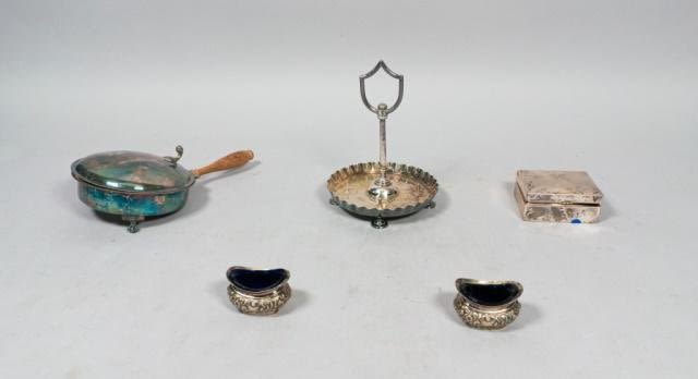 Lot 205: Sterling Box with 4 Silverplate Items