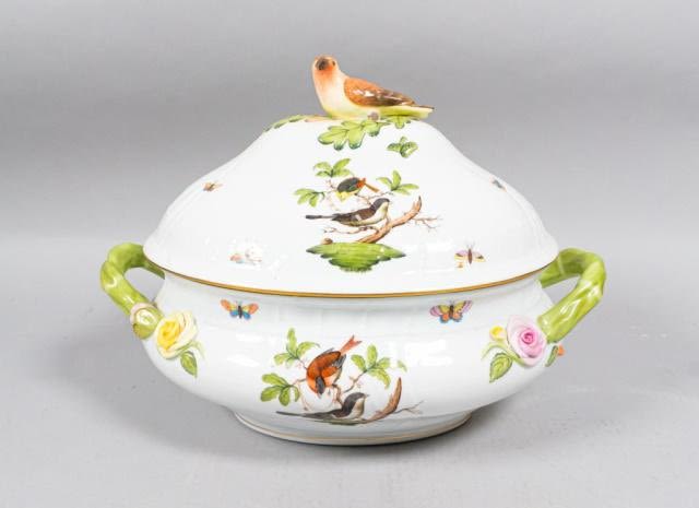 Lot 219: Herend Rothschild Bird Oval Tureen & Lid