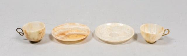 Lot 238: Hardstone Teacups and Saucers