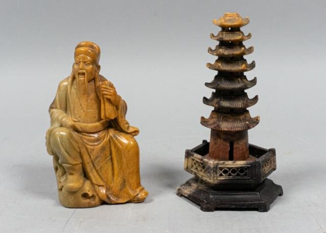 Lot 241: 2 Chinese Soapstone Sculptures
