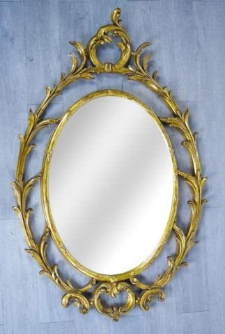 Lot 246: Oval Gilt Mirror with Foliate Surround