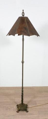 Lot 247: Arts and Crafts Style Floor Lamp with Mica Shade