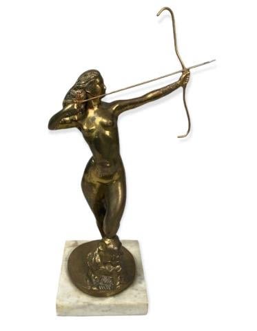 Lot 273: Bronze Figural of a Nude Woman with Bow and Arrow