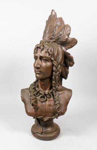 Lot 277: Bronze Bust Indian Brave