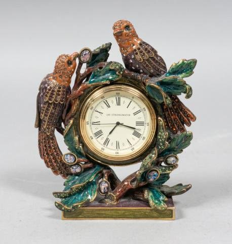 Lot 281: Jay Strongwater Enameled Bird Clock