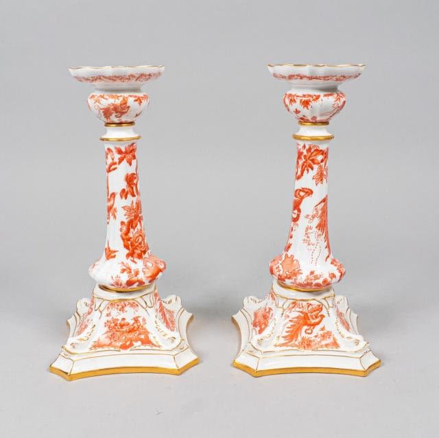 Lot 292: Royal Crown Derby Porcelain Candlesticks