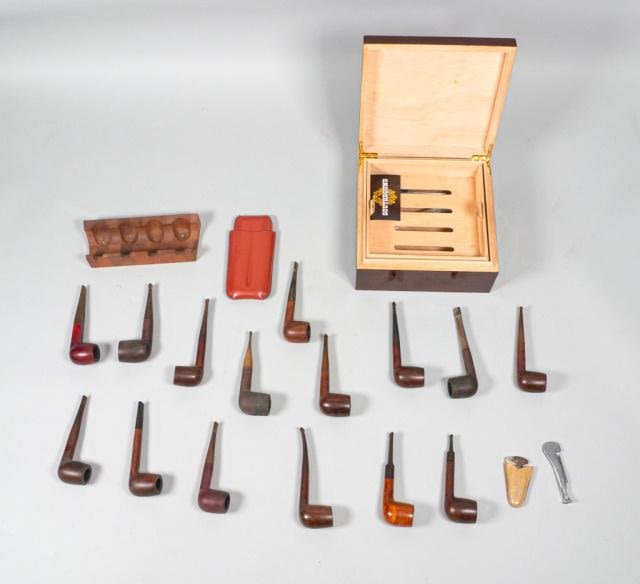 Lot 313: 15 Billiard Pipes with Rack and Tools