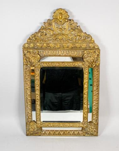 Lot 343: Continental Baroque Repousse Cushion Mirror