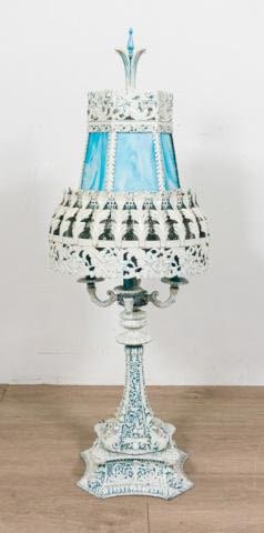 Lot 376: Hollywood Regency Table Lamp With Blue Glass