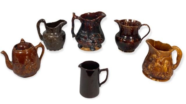 Lot 377: 6 Pieces of Bennington Brown Pottery