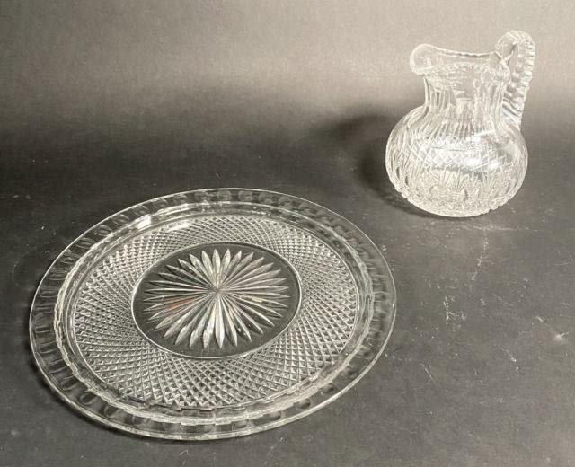 Lot 378: Pressed Glass Serving Plate and Pitcher
