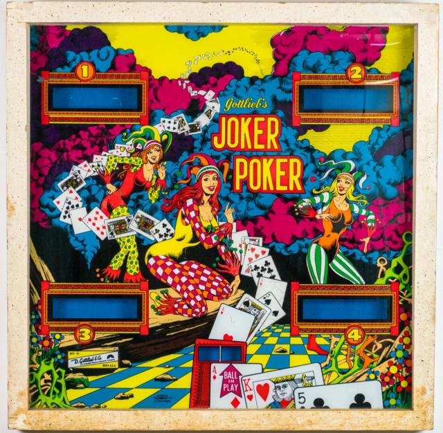 Lot 386: Gottlieb's Joker Poker Pinball Back Glass