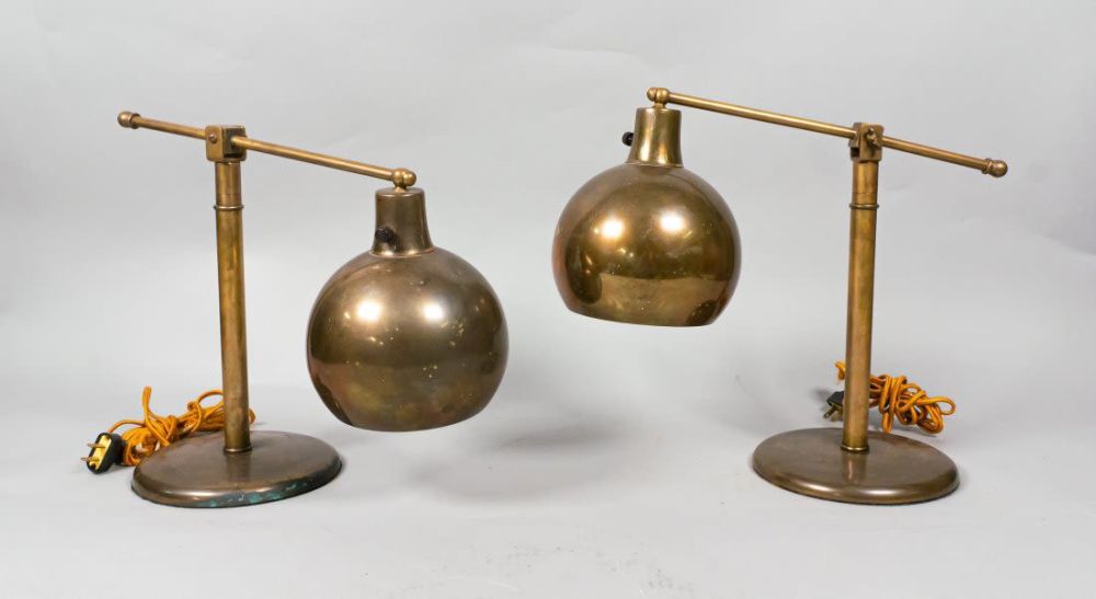 Lot 228A: Pair of Industrial Modern Brass Lamps