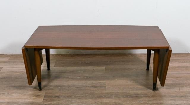 Lot 211: DUX Scandinavian Modern Drop Leaf Cocktail Table