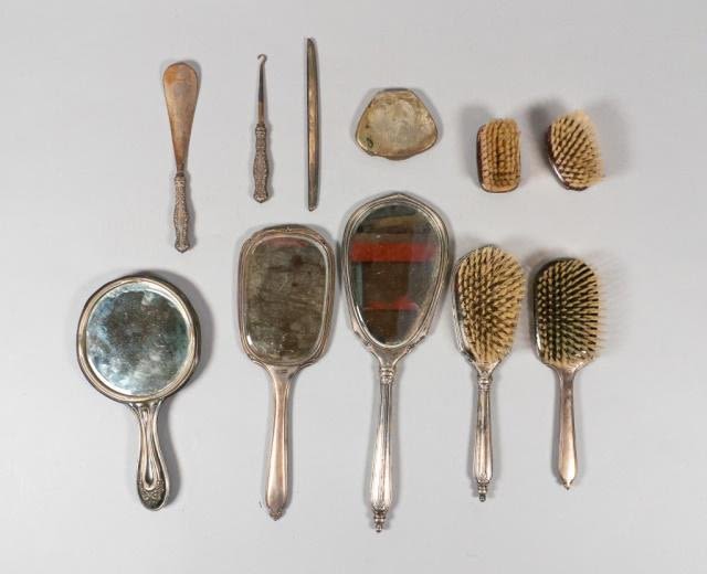 Lot 225: 11 Piece Sterling Silver Dressing Set