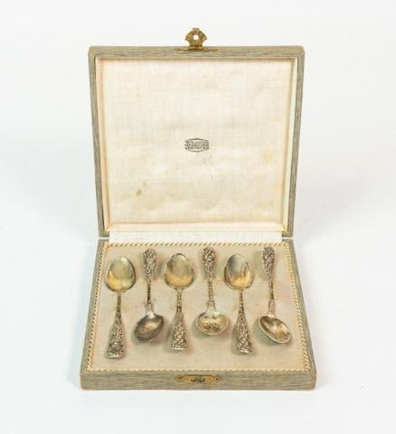 Lot 231: 6 Sterling Steiff Rose Dematisse Spoons