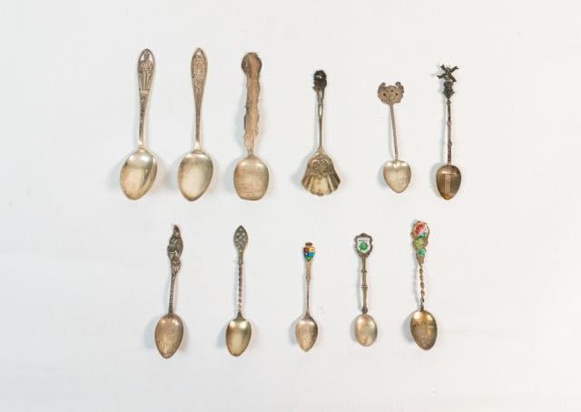 Lot 241: Collection of 11 Sterling Souvenir Spoons