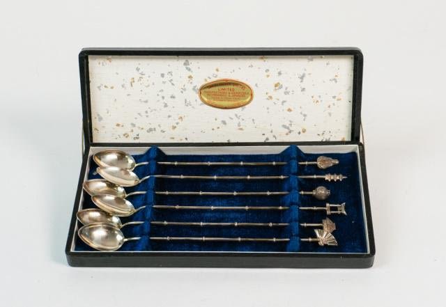 Lot 244: 6 Japanese Sterling Iced Tea Spoons
