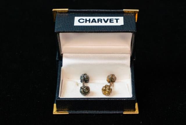 Lot 251: Charvet 800 Silver Love Knot Cuff Links
