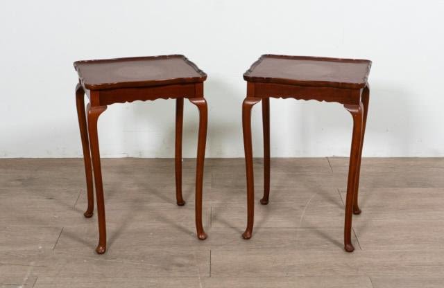 Lot 267: Pair of Chippendale Style Mahogany Side Tables