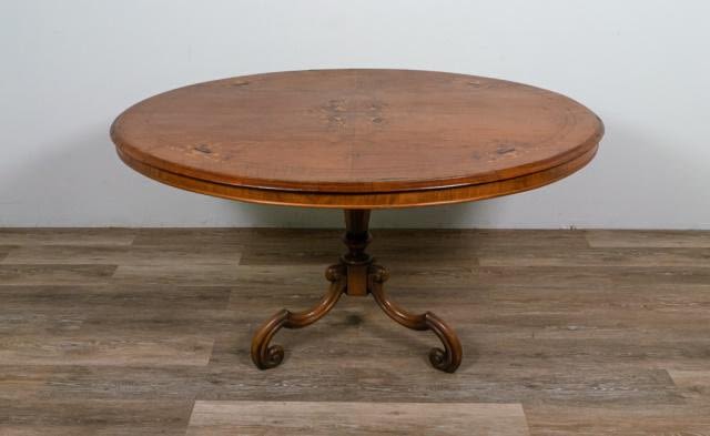 Lot 273: Marquetry Inlaid Dining Room Table