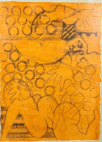 Lot 281: "We Are Air & Land Separate" Drawing on Canvas