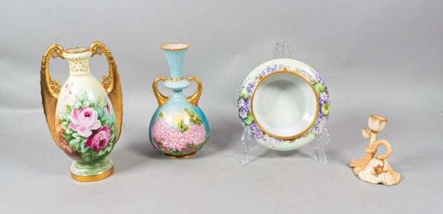 Lot 355: 4 Pieces of Floral Porcelain