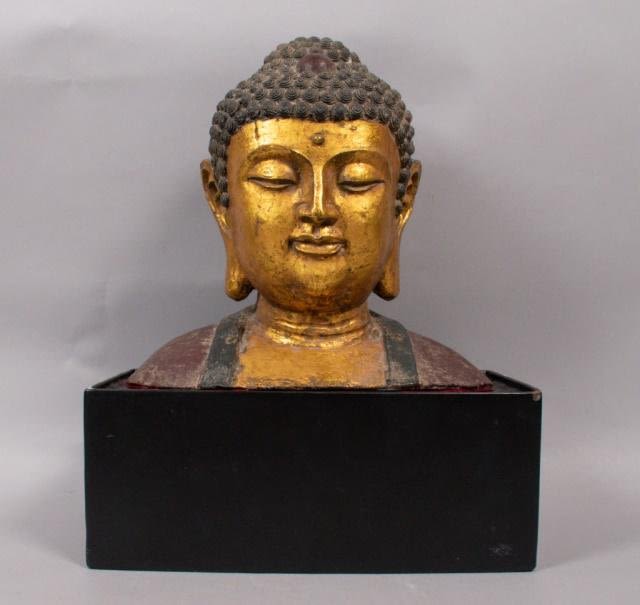 Lot 363: Chinese White Metal Buddha Bust