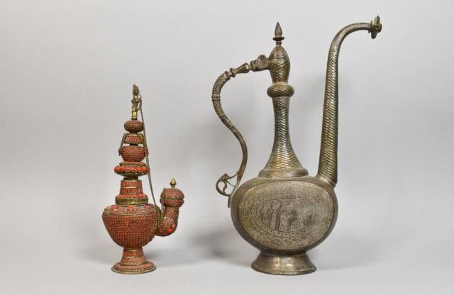 Lot 368: Persian Aftaba and Carnelian Jeweled Hookah