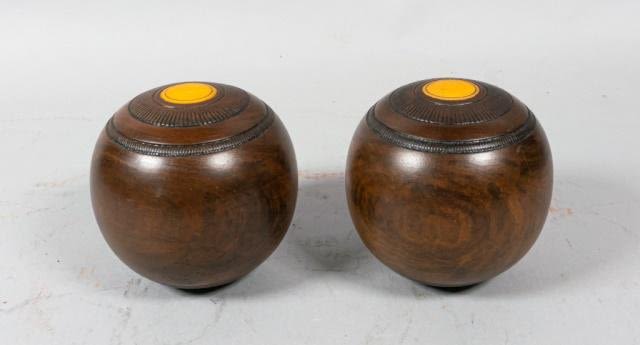 Lot 394: 2 E.J. Riley Ltd. Antique Bocce Balls